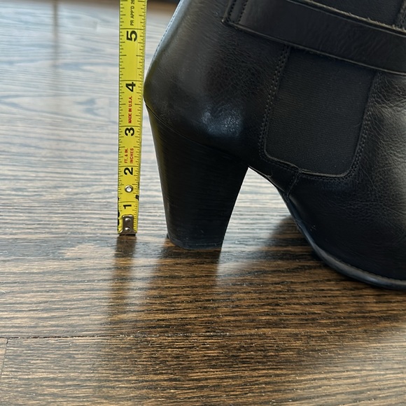 Madewell Lonny Black Leather Ankle Boots Block Heel Pull On Stretch - Picture 8 of 11